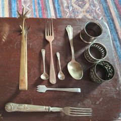 Brass claw Ice tongs and.