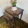 Vintage Mahogany Nest of 3 Tables with Glass Tops Image 3