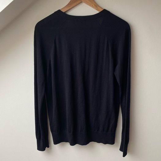 COS 100%  Wool V-Neck Cardigan Jumper with Pockets Dark Navy Blue Size S Excellent Condition