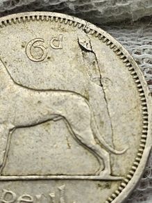 Ireland 1962 6d Sixpence Mint Error Defective Planchet
