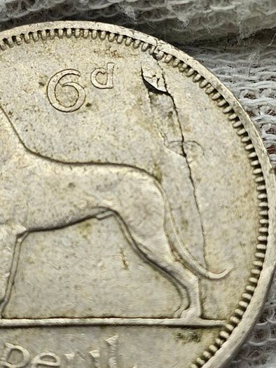 Ireland 1962 6d Sixpence Mint Error Defective Planchet