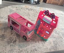 Barbie truck and Minnie Mouse house