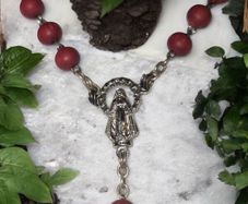 Vintage Catholic/ Saint Mary religious rosary burgundy beads