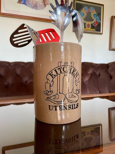 Vintage Stoneware Pearsons of Chesterfield Crock Style Utensil Holder