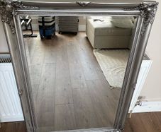 Large Ornate Silver Leaning Mirror
