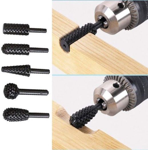5PCS Woodworking Twist Drill Bits,Rotary Burr Set Carving Tool 6mm(1/4) Shank Electrical Tools Carpentry Cutting Rotating Embossed Grinding Head