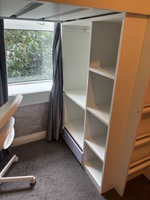 child's bunk bed single size with study desk and storage