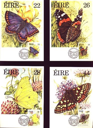 1985 Ireland Butterflies (Fauna & Flora) Maximum Cards First Day of Issue Cancel with matching stamp