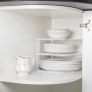 Corner Plate Rack For Kitchen Cupboards | Square Add a shelf White Plate Stacker Organiser Image 2