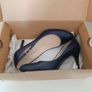 L.K. Bennett London Navy Leather & Croc-Effect Heels - EU 40 Image 8