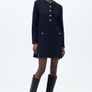 Zara Navy Knit Dress with Pockets Detail and Gold Buttons. Size S Image 9