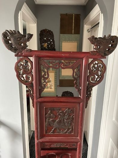 Antique Chinese Red Lacquer Wash Basin Stand
