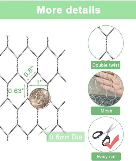 Chicken Wire Mesh  35CM by 15M Garden Animal Barrier Fence, 1 inch Mesh Fence for Pet,Rabbit,Poultry