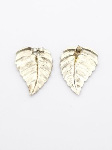 Vintage 925 Sterling Silver Leaf Stud Earrings