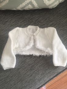 Hand knit Baby bolero. 3 to 6 mths