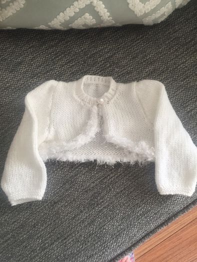 Hand knit Baby bolero. 3 to 6 mths