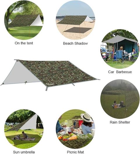 FREE EXPRESS SHIPPING Hammock Rain Fly Tent Tarp, 3m x 3m Tarpaulin Portable Sunshade Lightweight Waterproof Groundsheet Windproof Camping gazebo Picnic Mat Anti UV Sun Shelter for Camping Travel Beach