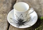 Sarah Horne Botanicals Fine Bone China Floral Decadence Espresso Cup and Saucer