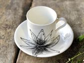 Sarah Horne Botanicals Fine Bone China Floral Decadence Espresso Cup and Saucer