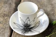 Sarah Horne Botanicals Fine Bone China Floral Decadence Espresso Cup and Saucer