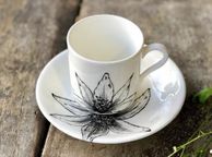 main image for ad Sarah Horne Botanicals Fine Bone China Floral Decadence Espresso Cup and Saucer