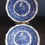 Fabulous Set of Five Mason's Ironstone Blue Vista 8 Inch Salad Plates in Excellent Vintage Condition, Circa 1950 Image 2