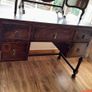 Antique oak desk and Edwardian triple mirror Image 3