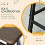 Bar Table Set, Bar Table and Stools Set, Footrest and Storage Shelf, for Kitchen, Dining Room, Pub, Cafe, Black and Oak Image 6