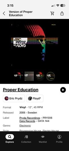 Eric prydz vs floyd Proper education 12" vinyl
