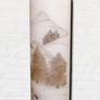 Winter Christmad Hand decorated decoupage unscented large ivory pillar candle with mountains image Image 3
