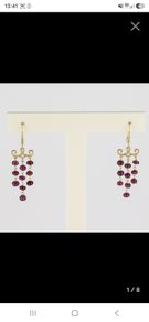 Solid 18k Yellow Gold Chandelier Earrings with 20 Natural Rubies 3.56g