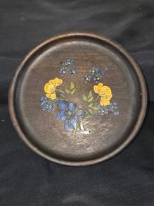 Antique Hand Painted Wooden Trinket Dish