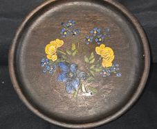 Antique Hand Painted Wooden Trinket Dish