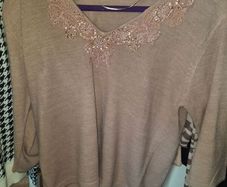 Tan Embellished Elizabeth Scott Jumper , Size S/M (UK 10) , Excellent Condition