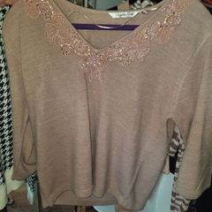 Tan Embellished Elizabeth Scott Jumper , Size S/M (UK 10) , Excellent Condition