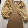 Nicole For F.R Soft Viscose Creamy Caramel Dress with Long Bishop Sleeves Image 4