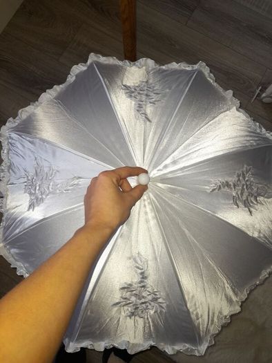 communion dress and umbrella