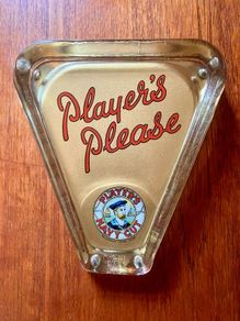 Original Pristine "Players Please" Triangular Glass Ashtray
