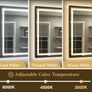 Black Bathroom Mirror with Led Lights 50x70cm, Antifog Wall Vanity Mirror Black Frame Image 8