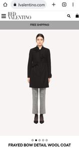 Red Valentino Frayed Bow Detail Wool Coat UK 8