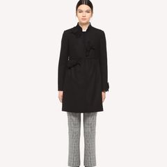 Red Valentino Frayed Bow Detail Wool Coat UK 8