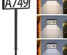 Solar Address Sign, House Numbers for Outside Light Up, 3 Colors Waterproof LED Illuminated Numbers With Stake, Wall Mounted/In Ground Plaque for House