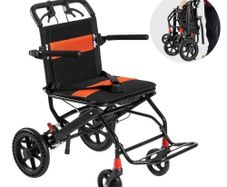 Wheelchair Aluminum Alloy Transport Chair Foldable 45.7 cm W Seat 99.8 kg