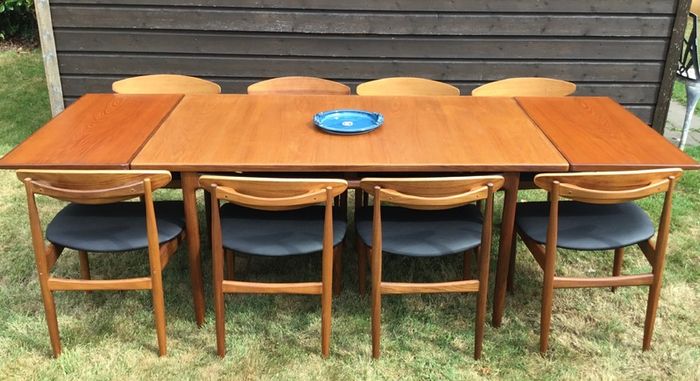 Mid Century Vintage Ib Kofod Larsen Signature Danish Range Dining Set