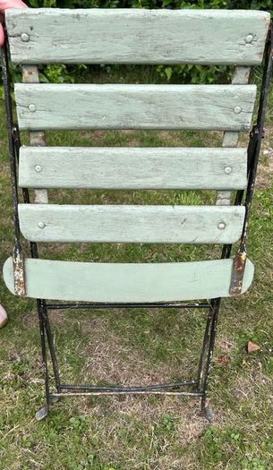 Pair of 1930s Vintage Green Folding Garden Chairs