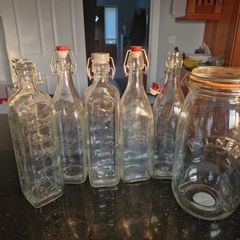 Glass Bottles and Storage Jar Set