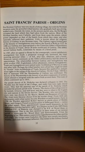 GALWAY. The History Of Saint Francis Parish GALWAY. By Mary  Naughten.  In Good Condition. Paperback.