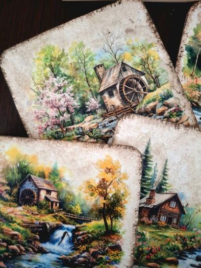 Set of 6 Wooden Coasters in a Box