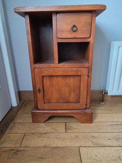 Wooden telephone table with drawer and cupboard