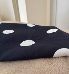 Navy Blue & White Polka Dot Fabric